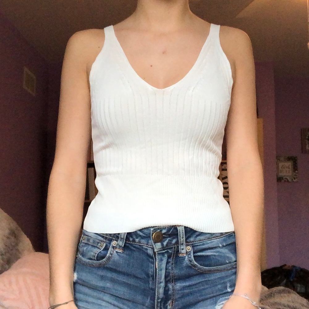White tight tank top